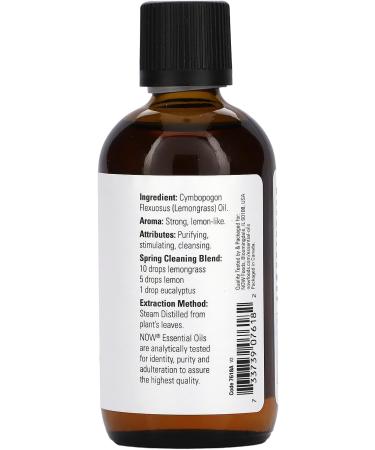 NOW Solutions Lemongrass Essential Oil 4 oz - Pure Aromatherapy Oil for Relaxation & Wellness | International Shipping - Buy Online on GoSupps.com