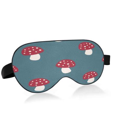 Sleep Mask Light Blocking Pattern with Mushroom Eye Mask for Sleeping with Adjustable Strap Soft Lightweight Eye Cover Blindfold for Men Women Work Travel Naps
