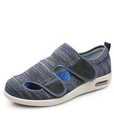 Diabetic Shoes for Men Summer Easy Close Wide Fit Touch Close Flat Feet Edema Shoe Lightweight Adjustable Walking Arthritis Edema Memory Foam Slippers 10 Dark Grey Mix