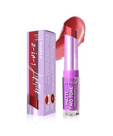 2-in-1 Dual-Color Lipstick Natural Matte Lip Liner Lazy Waterproof Lipstick Depicting Lip Shadows with a Single Lip Balm Easy to Create Your Lip Makeup 3.0g/0.1oz (05#)