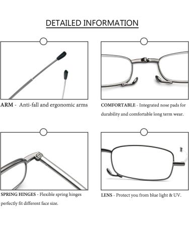 MMOWW Foldable Reading Glasses for Men & Women - Telescopic Anti-Blue Light Mini Glasses (+1.5) with Zipper Key Trailer - Gray - Buy Online on GoSupps.com