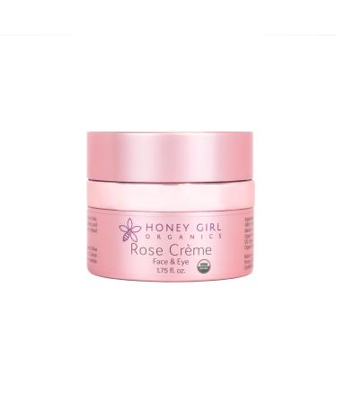 Honey Girl Organics Rose Cr me Face & Eye USDA Certified Organic Face Cream  Hydrating Face Moisturizer with Beeswax  Rose Oil and EVOO Softens  Smooths and Repairs Dry Skin (1.75 oz)