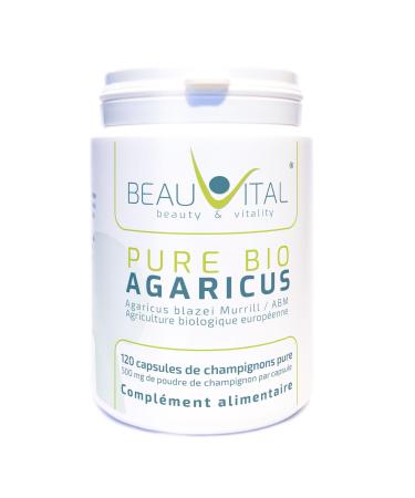 Pure Bio Agaricus blazei capsules 120 each 500mg Agaricus blazei Murrill vital fungus powder from EU organic farming, vegan, no artificial additives