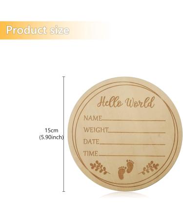 Hello World Wooden Baby Announcement Sign for Nursery Decor | Newborn Welcome Plaque for Baby Shower Photo Prop | Round Birth Sign Board A7CSMP - Buy Online on GoSupps.com