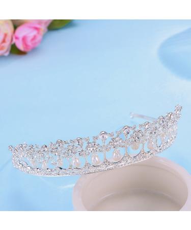 SSNUOY Pearl Wedding Tiara - Silver Rhinestone Bridal Crown for Women | Princess Hair Accessories - Buy Online on GoSupps.com