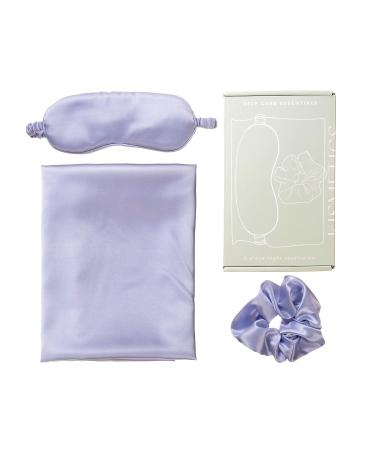 KISMETICS Vegan Silk Sleep Set: Pillowcase, Scrunchie & Eye Mask - Purple | Satin Night Routine Kit for Hair and Skin - Buy Online on GoSupps.com