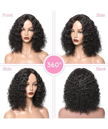 VEGALILY 12 Curly Human Hair Wig for Black Women - 100% Brazilian Bob Wig with Middle Part Lace - Buy Online on GoSupps.com