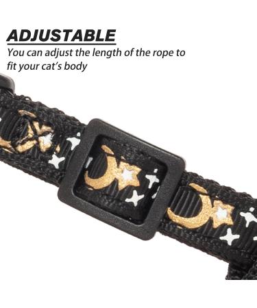 SCIROKKO Escape Proof Cat Harness and Lead Set - Luminous Moon and Star Design, Adjustable for Outdoor Walking - Safety Buckle, Black - Buy Online on GoSupps.com