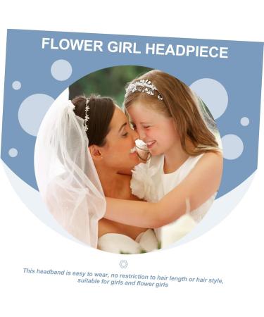 PLAFOPE Flower Girl Wedding Headband Flower Girl Headpieces for Wedding Headband Hair Ties Bride Tiara Hair Ties with Bows Hair Jewelry Hair Accessories Crystal Beads White - Buy Online on GoSupps.com