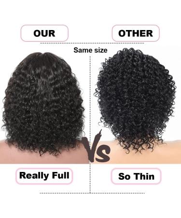 VEGALILY 12 Curly Human Hair Wig for Black Women - 100% Brazilian Bob Wig with Middle Part Lace - Buy Online on GoSupps.com