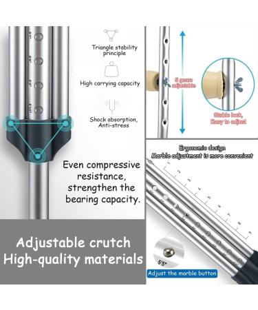Crutches for Adults Underarm 1 Pair Crutches for Armpits Adjustable Height Aluminum Crutches Unisex Crutches Great for Travel or Work - Buy Online on GoSupps.com