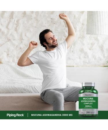 Piping Rock Mucuna Ashwagandha 3000mg | 200 Capsules | Complex Extract Supplement for Women and Men | Vegetarian Non-GMO Gluten Free - Buy Online on GoSupps.com