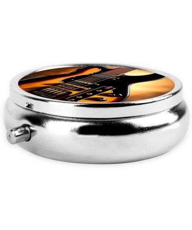 Portable 3 Compartment Round Pill Box Organizer - Instrumental Guitar Design for Travel | International Shipping Available - Buy Online on GoSupps.com