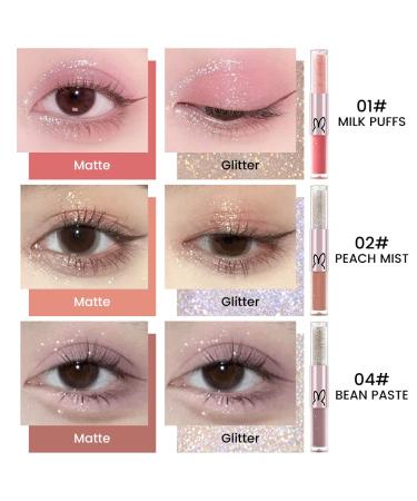3 Pcs Double-Head Liquid Glitter Matte Eyeshadow Makeup Sticks - Korean 2 in 1 Sparkly Eyeshadow & Eyeliner Set | Quick Drying, Easy Application - Buy Online on GoSupps.com