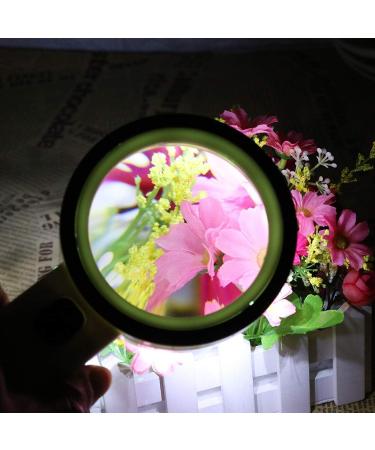 30X Lighted Glass Handheld Reading Magnifier Glass with 12 LED Lights for Seniors & Kids Double Glass Lens - Buy Online on GoSupps.com