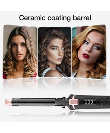 3/4 Inch Ceramic Curling Iron with LCD Display | 6 Temperature Settings Fast Heat Up & Dual Voltage | Hair Curler Includes Gloves (Black - Buy Online on GoSupps.com