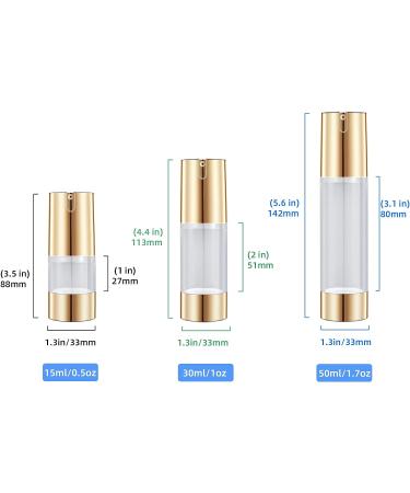 UMETASS 1.7oz (50ml) Gold Airless Pump Bottles - Set of 3 | Refillable Cosmetic Containers for Travel | Ideal for Lotion, Hand Sanitizer, Toner, Moisturizer, Facial Serum - Buy Online on GoSupps.com