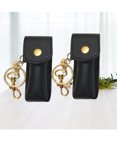 Black Keychain Holder Set - 2 Lipstick & Lip Balm Holders with Keychain | Stylish & Functional Organizer - Buy Online on GoSupps.com