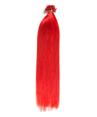 Red Keratin Bonding Extensions - 100% Remy Real Human Hair 25x 1g 45cm U-Tip Strands in Red - Long Smooth Hair Extensions - Buy Online on GoSupps.com