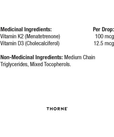 Thorne Vitamin D/K2 Liquid (Metered Dispenser) - Dietary Supplement with Vitamins D3 and K2 to Support Healthy Bones and Muscles - 1 Fluid Ounce (30 mL) - Buy Online on GoSupps.com