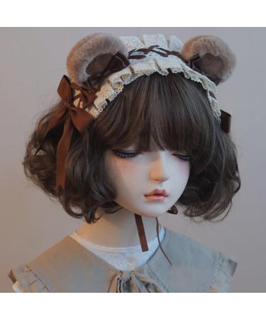 Limtula Elegant Pleated Lace Bowknot Shape Hair Hoop Cute Taking Photo Hair Holder Halloween Party Bear Ear Headband for Teens 2 brown bear ear hea - Buy Online on GoSupps.com