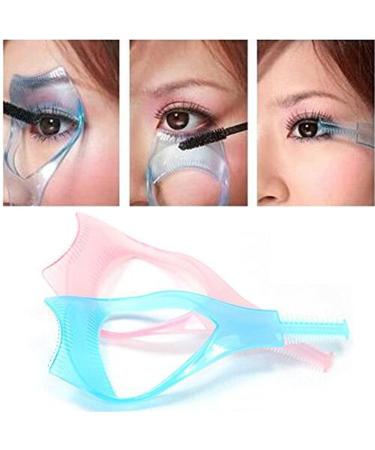 2Pcs Pink Blue 3-in-1 Makeup Eyelash Tools - Mascara Protector Applicator & Comb | Perfect Cosmetic Tool for Upper & Lower Lashes - Buy Online on GoSupps.com