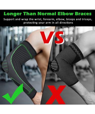 Beister Elbow Braces Compression Arm Sleeves 1 Pair | 20-30 mmHg Non-Slip Breathable Arm Support for Tendonitis, Tennis Elbow, Arthritis, Weightlifting | Men & Women | Green - Buy Online on GoSupps.com