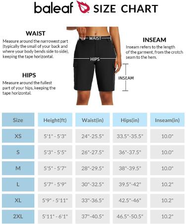 BALEAF Women's Long Hiking Shorts | Quick Dry UPF 50+ Cargo Shorts - Black, X-Large - Buy Online on GoSupps.com