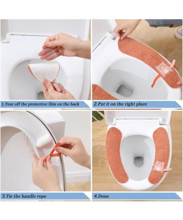 Hadeeong 4Pairs Plush Warm Toilet Seat Covers - Washable & Reusable Seat Pads for Winter - Fits All Toilet Seats - Buy Online on GoSupps.com