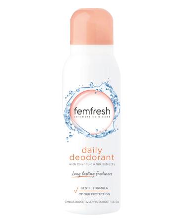 Femfresh Daily Freshness Intimate Deodorant - Gentle Vaginal Odour Protection Spray for Women for Long Lasting Freshness - Hypoallergenic Scent Safe Ultimate Skin Care for a Fresh Feeling - 125 ml 125 ml (Pack of 1)