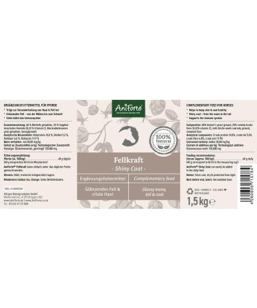 AniForte Coat Strength for Horses 1.5 kg Shiny & Resistant Bristle for Mane and Tail Vital Skin Supports Hair Growth & Metabolism Rich in Vitamin C - Buy Online on GoSupps.com