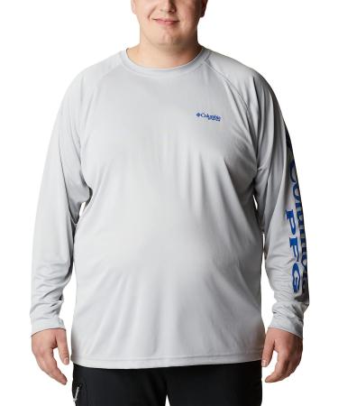 Columbia Men's Terminal Tackle Long Sleeve Shirt - Cool Grey/Vivid Blue - Large - Buy Online on GoSupps.com