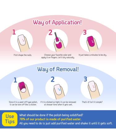 NBBEBE Korean Kids Nail Polish Set B - Non-Toxic & Quick Dry | Safe Water-based Peel-off Polish for Little Girls Age 3+ | 10 Colors Box Set - Buy Online on GoSupps.com