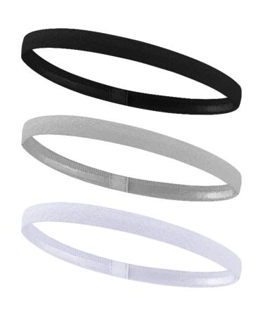 CHStarina 3 pieces of sports frontal ligaments Elastic hair bands slipproof headbands for women men anti-slip thin sport welding straps for running yoga jogging (black gray white) - Buy Online on GoSupps.com