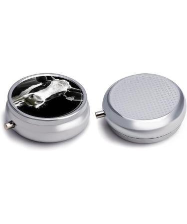 Funny Cow Head Round Pill Box | 3 Compartment Decorative Metal Organizer | Portable Pocket Medicine Case - Buy Online on GoSupps.com