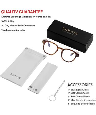 NIDOVIX Retro Round Blue Light Blocking Glasses for Men & Women - Vintage Tortoise Frame Non-Prescription Computer Reading Eyewear (48mm - Buy Online on GoSupps.com