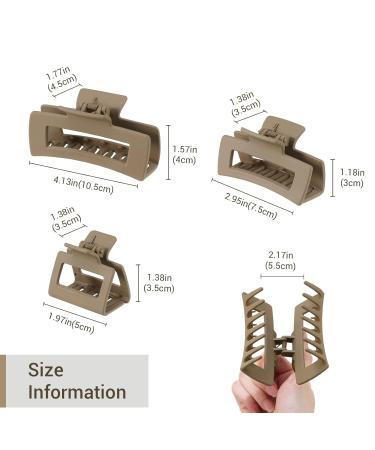 Shinowa Leopard Pattern Hair Clips - 3-Pack Strong Hold Slipproof Jaw Clamp Accessories for Long Thick Hair - Khaki - Buy Online on GoSupps.com