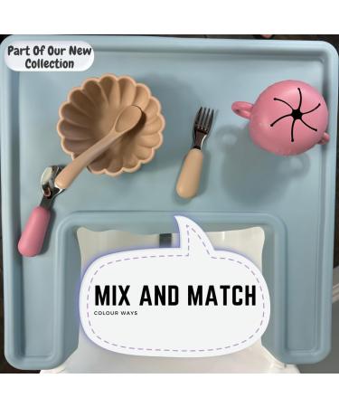 Alimos Silicone Baby Weaning Bowl and Spoon Set - BPA-Free, Scalloped Edge Design, Suction Base - Autumn Blaze Color - Buy Online on GoSupps.com