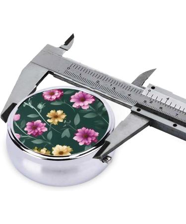 Beautiful Purple Flowers Round Pill Box - 3 Compartment Travel Organizer for Easy Medication Management - Buy Online on GoSupps.com