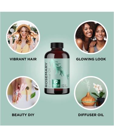 Pure Rosemary Essential Oil 4oz - Undiluted for Hair, Skin, Nails - Aromatherapy and Scalp Care - Buy Online on GoSupps.com