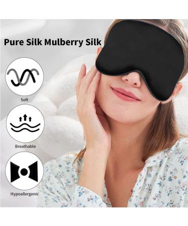 Silk Sleep Mask Set - 2 Adjustable Light-Blocking Eye Masks for Men Women & Kids (Black) - Ideal for Side Sleepers | International Shipping Available - Buy Online on GoSupps.com