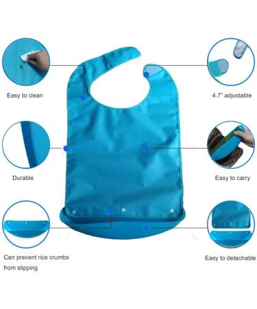 Elderly Bib Adult Womens Mens Disabled Aid Apron Dining Mealtime Waterproof Dribble Bibs Clothing Protector Large Blue - Buy Online on GoSupps.com