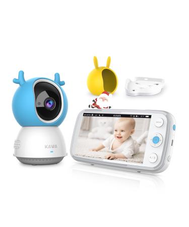 KAWA Baby Monitor Baby Monitor with Camera and Night Vision 5" HD 720P Screen 4000mAh 2 Way Talk VOX Temperature Sensor Lullabies 1000ft Transmission Range Video Baby Monitor Indoor(S6) 5'' baby monitor