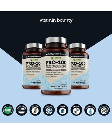 Vitamin Bounty PRO-100 Probiotics: 100 Billion CFU, 60 Veggie Caps - Buy Online on GoSupps.com