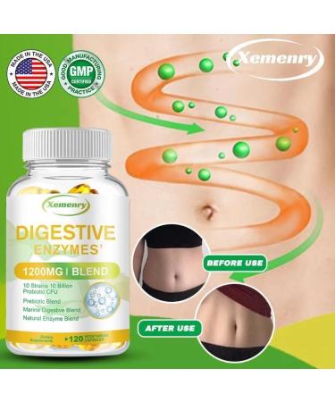 Digestive Enzymes (120 Capsules) with Probiotics and Prebiotics - Relieves Constipation and Bloating - Buy Online on GoSupps.com