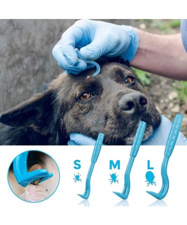 Surmounty Tick Removal Set - 6Pcs Stainless Steel Tick Tweezers & Plastic Hooks for Humans & Dogs - Complete Tick Remover Kit with 3 Sizes - Buy Online on GoSupps.com