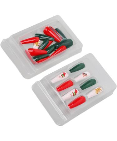 Christmas False Nails Thin Full Wrap Colourfast Pattern Fake Nails 30pcs for Christmas Holiday (0070 LJ04) - Buy Online on GoSupps.com
