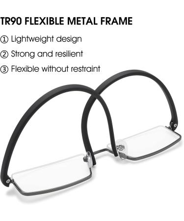 Vevesmundo Anti Blue Light Reading Glasses with Case - Flexible TR90 Half-Bump Visual Aid for Men - 1.5x Magnification - Stylish Black Design - Buy Online on GoSupps.com