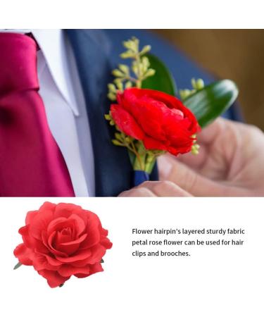 Flower Hairpin Wedding Sweet Rose Brooch Party Hair Clip Jewelry Accessories Red Clips Barrettes  - Buy Online on GoSupps.com