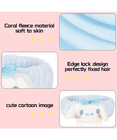 Kawaii Plush Spa Headband for Women and Girls - Blue | Cute Stretchy Headband for Washing Face, Makeup & Hair Wraps - Buy Online on GoSupps.com